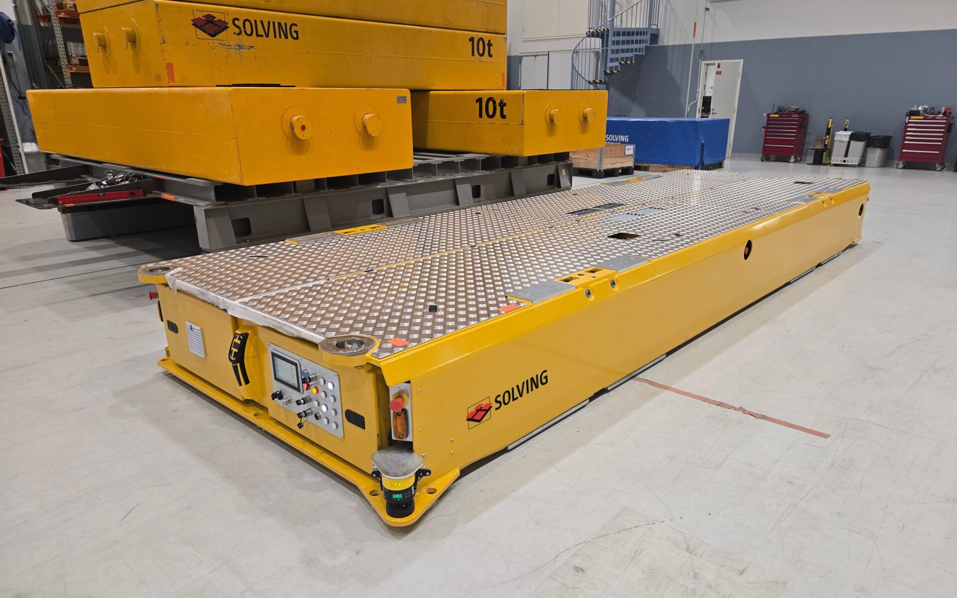 The Cask Transport System (CTS) at the workshop of Solving, in Finland. ©Solving