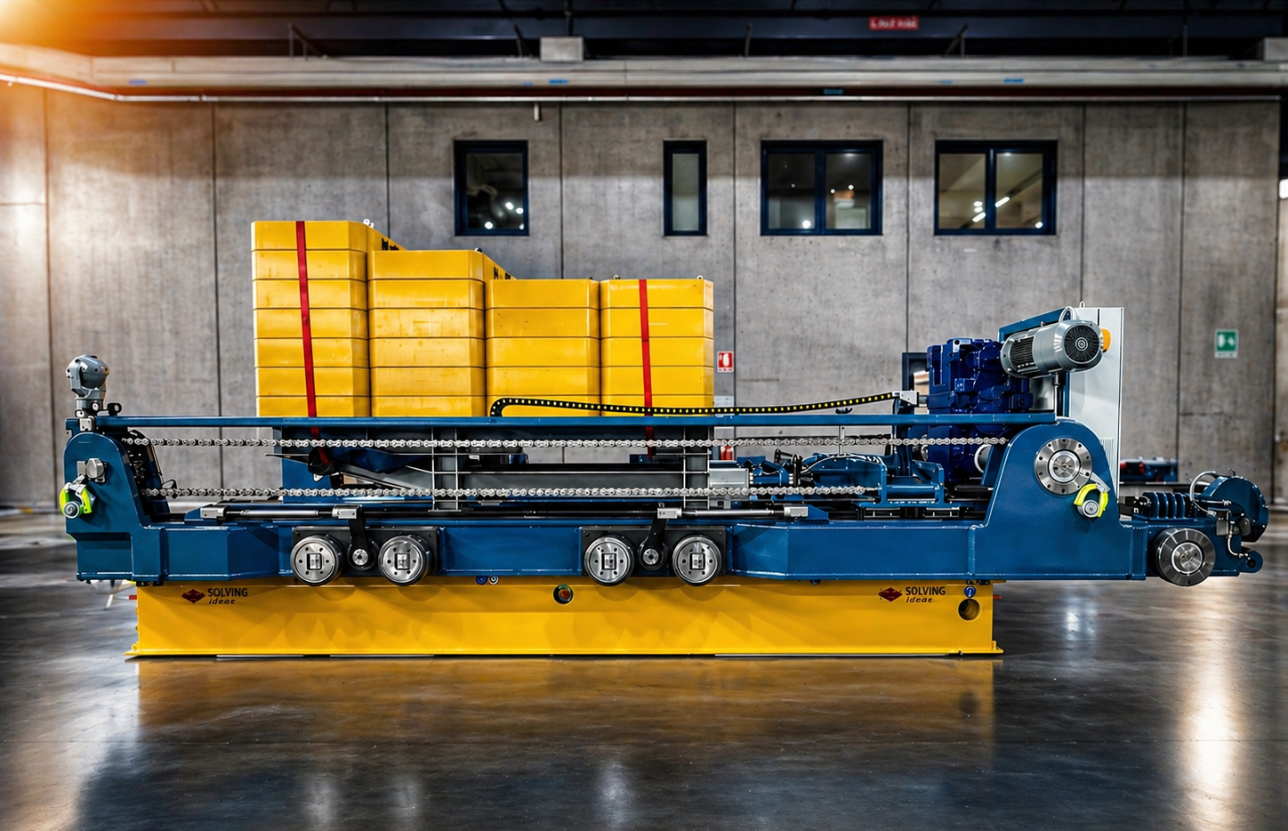 The Equatorial Port Plug assembly tool and its dummy load mounted onto the Cask Transport system at Officine LCM. ©ITER Organization