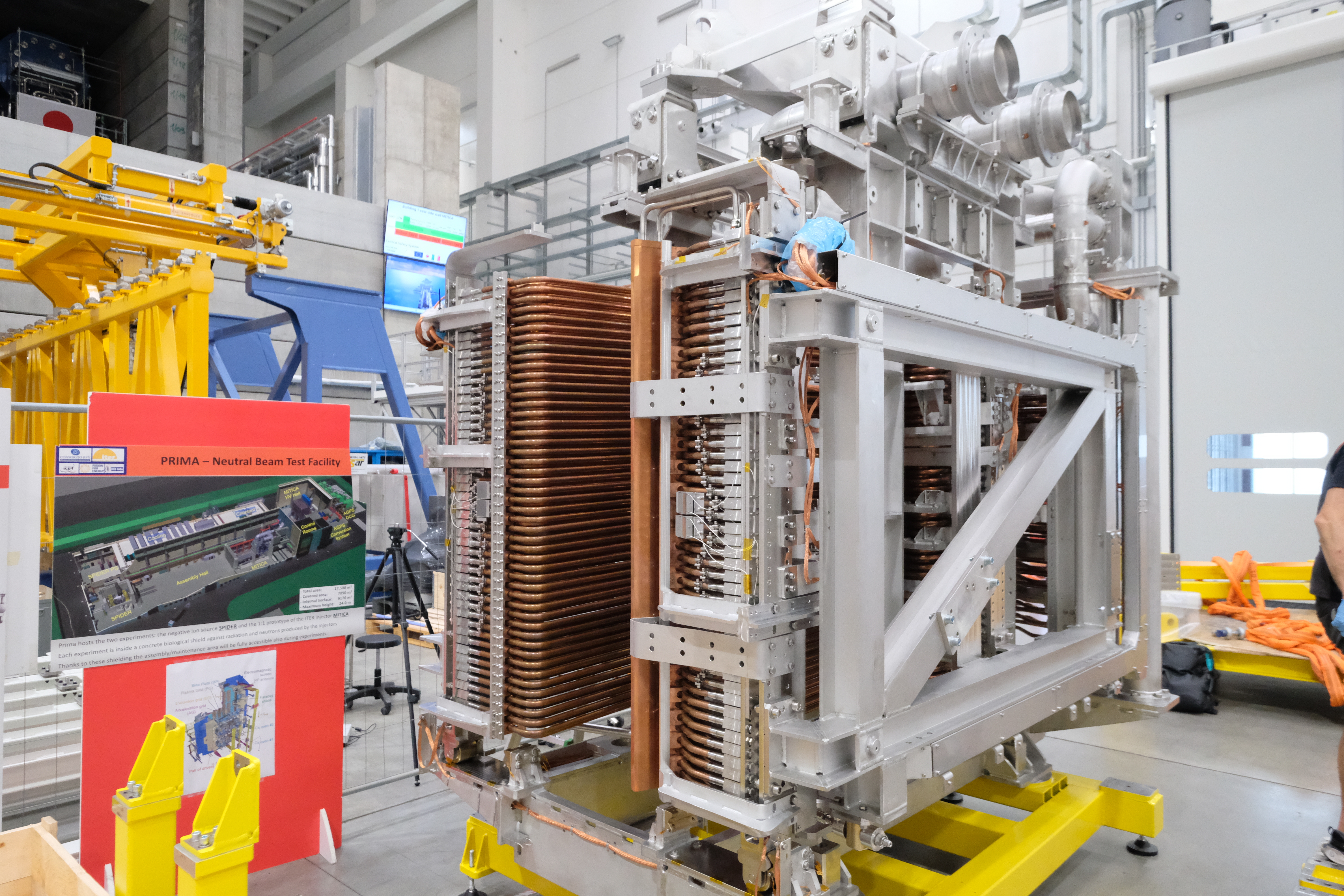 A closer view of the calorimeter to be used in MITICA's low-power commissioning, to measure the beam and evacuate heat. ©RFX