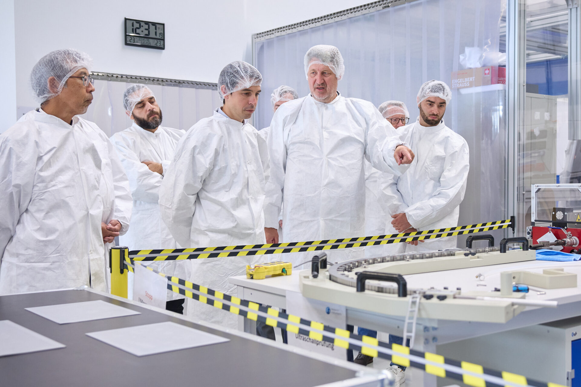 RI Managing Director, Michael Pekeler, shows one of the plasma-facing units inside the clean room at the RI workshop. ©Research Instruments